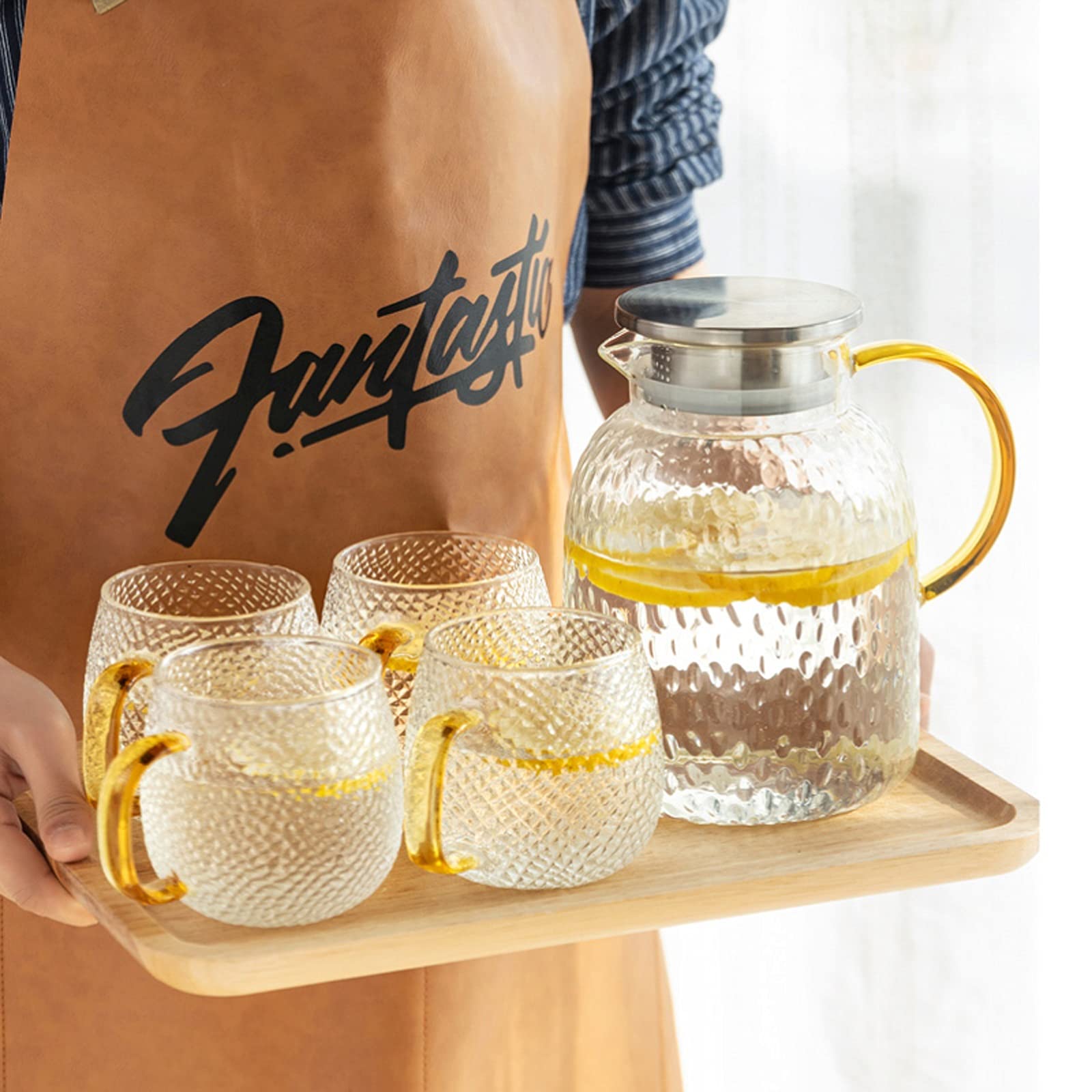Pichet Pichet en Verre avec Couvercle pichet de thé glacé pichet pichet Chaud Eau Froide Eau thé thé café café Lait et jus de jus de Boisson Carafe Pichets