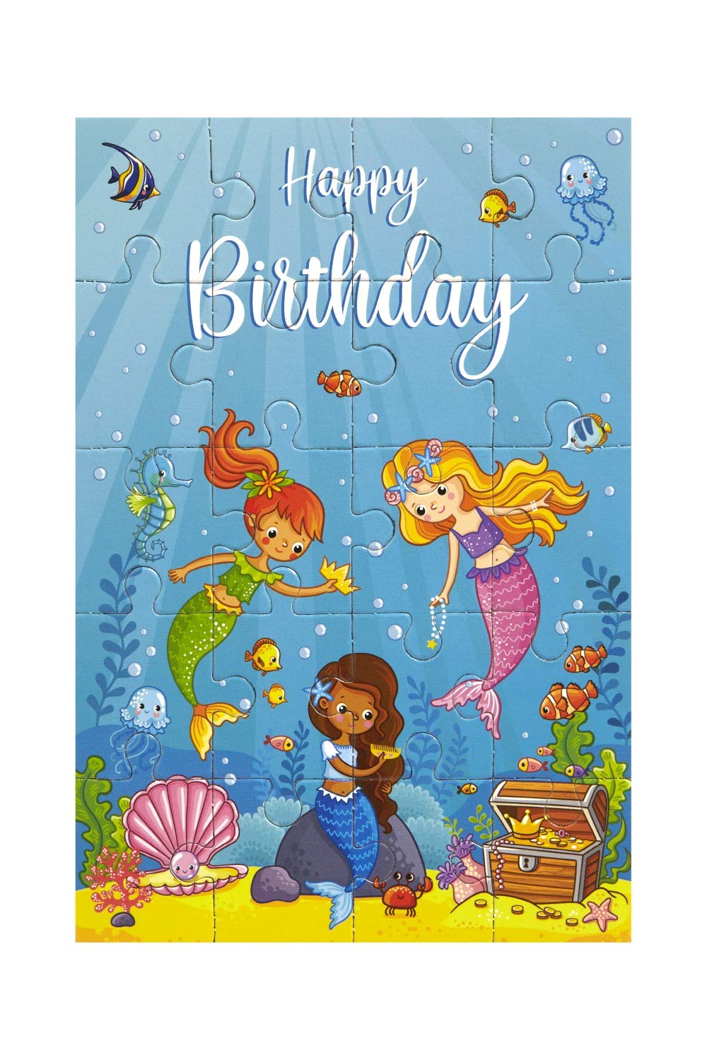 bsb Birthday Card Birthday Greetings Birthday Wishes - Collage - Puzzle Card Mermaids - White Envelope