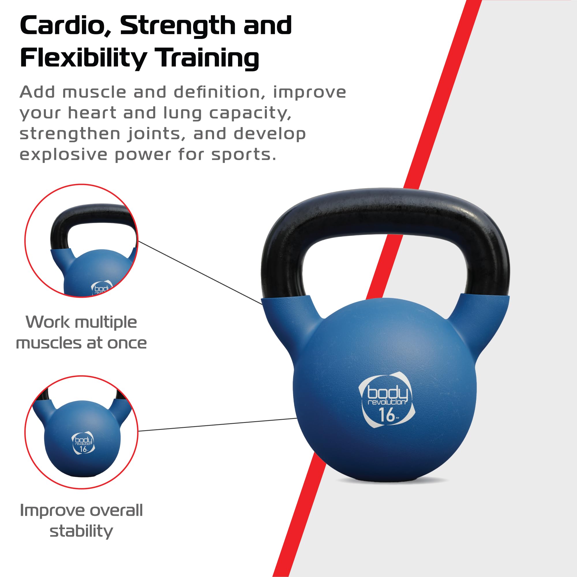 Body Revolution Neopreno Pesa Rusa – Revestido de Goma Hierro Fundido Kettlebells -Gama De Pesos y Tamaños Se Vende por Separado