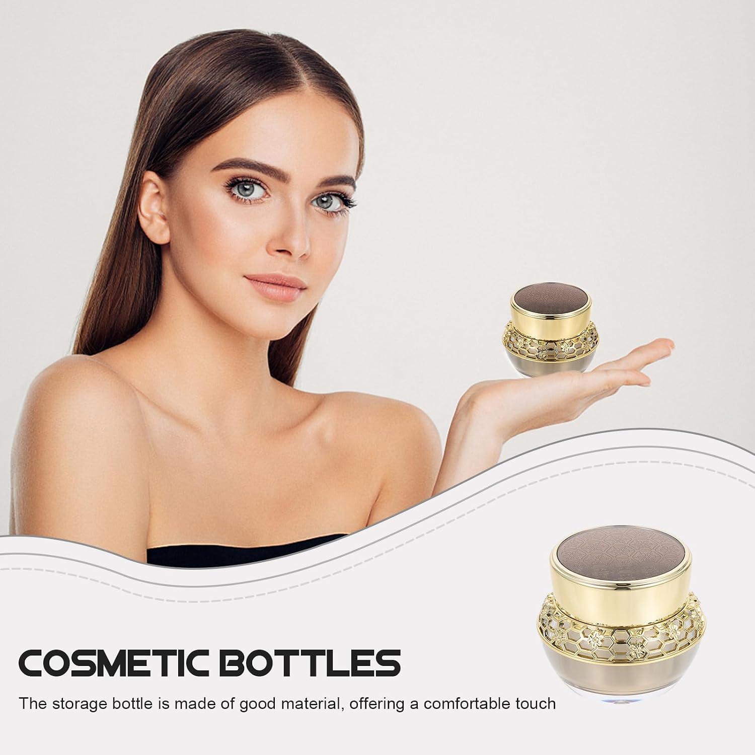 KICHOUSE Face Cream Container and Small Cosmetics Jar 30g Mirror Gold Vacuum Sealed Refillable Cream Bottle for Skincare and Lotion Storage