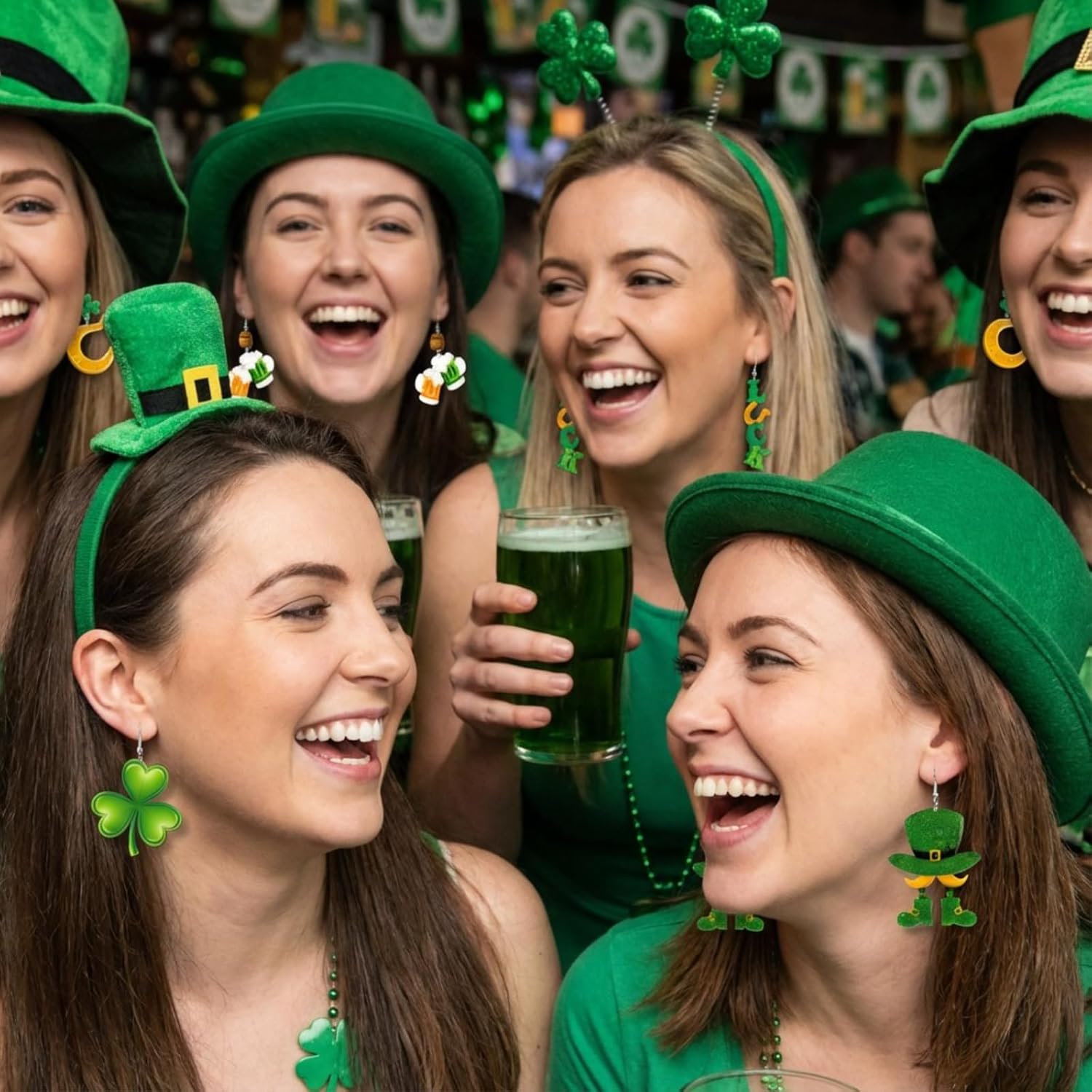 Kigeli 6 Pairs Valentine's Day/St. Patrick's Day Earrings for Women Love Heart/Irish Shamrock Dangle Earrings Jewelry Gifts Accessories for Mother Wife Sister Birthday Decorations - Image 2