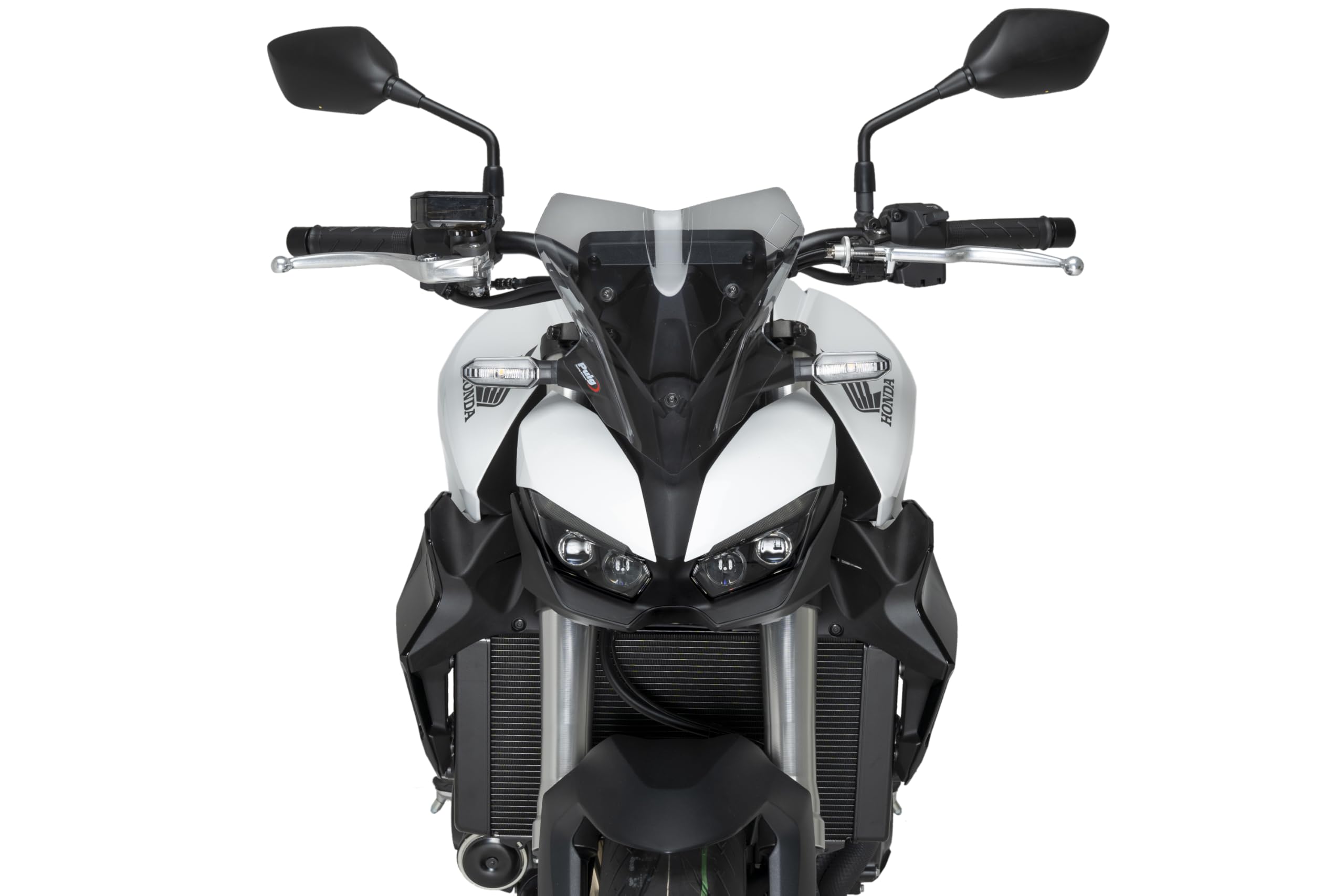 Puig 22381H New Generation Sport; aerodynamic sport windscreen; made of high-resistance PMMA; includes metal brackets and TÜV approval, Smoke