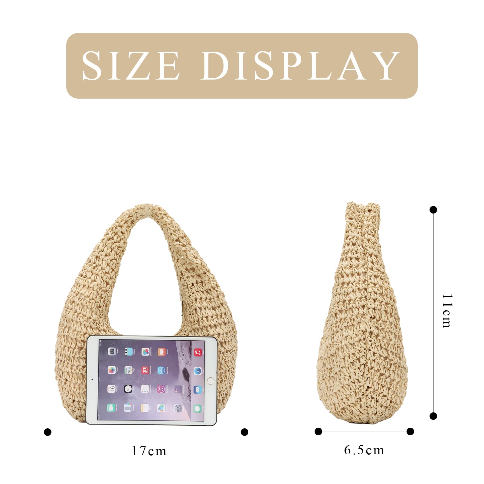 GOKTOW Crescent Straw Handbag for Women,Summer Raffia Beach Purse Tote Hobo Bag 2025