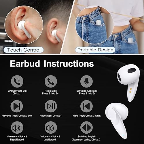 Miniatura 7 de Auriculares inalámbricos Bluetooth Mini auriculares intrauditivos con cancelación de ruido auriculares graves profundos para iPhone 17 Air 16e 16