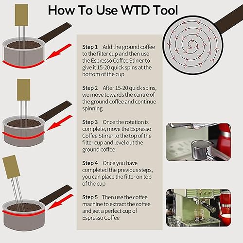 Miniatura 3 de Agitador de café expreso Actualización de acero inoxidable Carcasa de latón puro Los agitadores profesionales de café barista son excelentes
