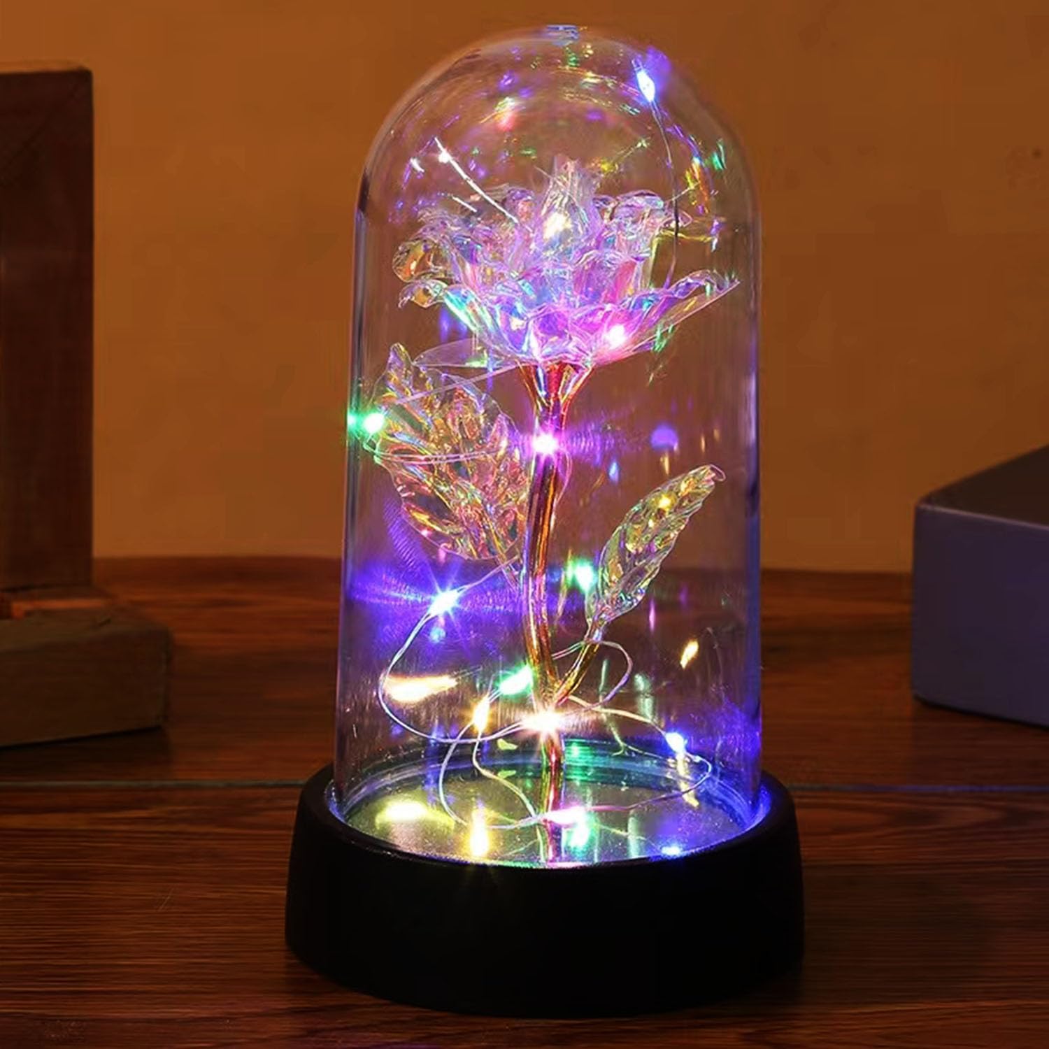 BAOXUE Rose Flower Gifts for Mother's Day Ideas, Mothers Day Flowers Gifts for Mom Wife from Daughter Son Husband,Light Up Rose in Glass Dome, Galaxy Forever Rose Eternas Birthday Gifts for Women