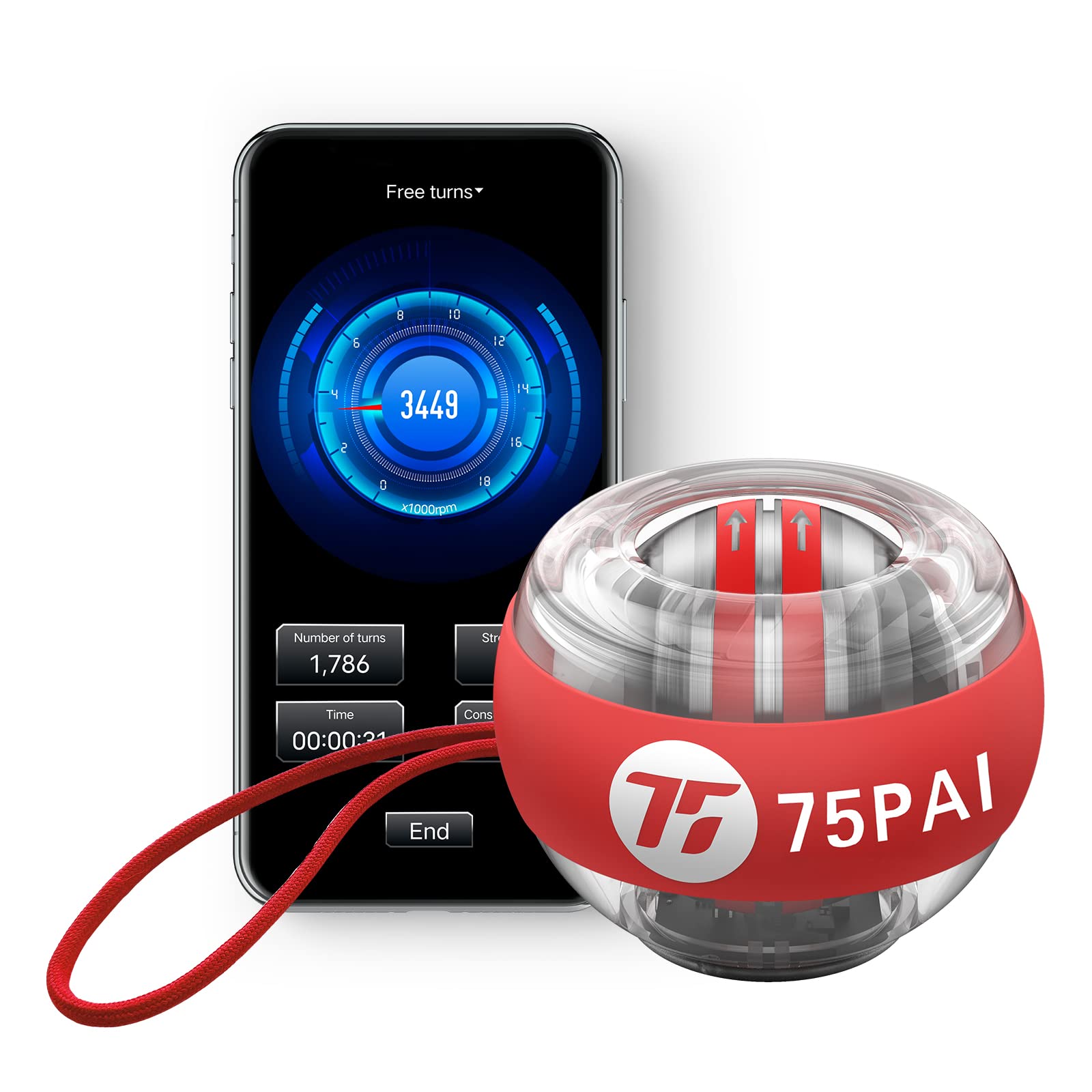 Gyro Ball Wrist Exerciser with Bluetooth Auto-Start Power Forearm Strengthener Gyroscopic Fit Light Trainer for Arm and Fingers Hand Grip with LED Stronger Bones and Muscle