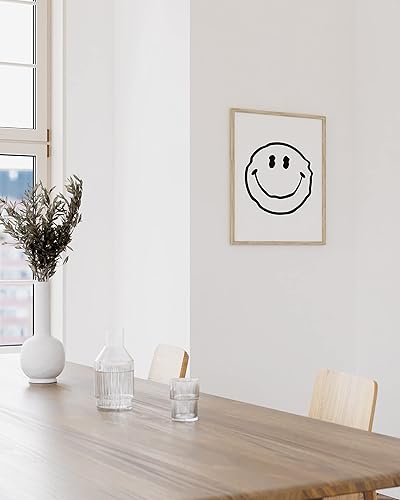 Miniatura 5 de Haus and Hues - Póster de cara sonriente (smiley) de color blanco sobre fondo negro, cara distorsionada, pósteres grandes y geniales para