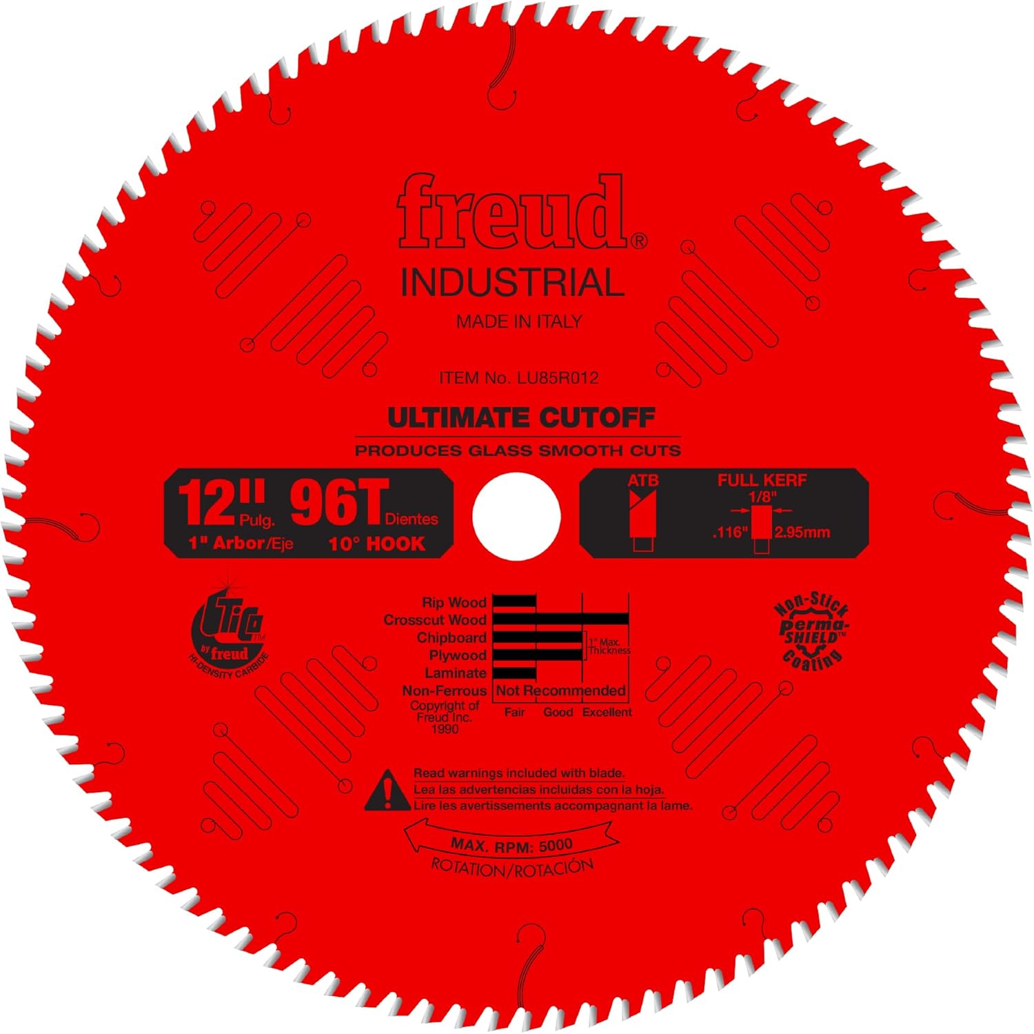 Freud LU85R012: 12" Carbide Tipped Saw Blade for Crosscutting