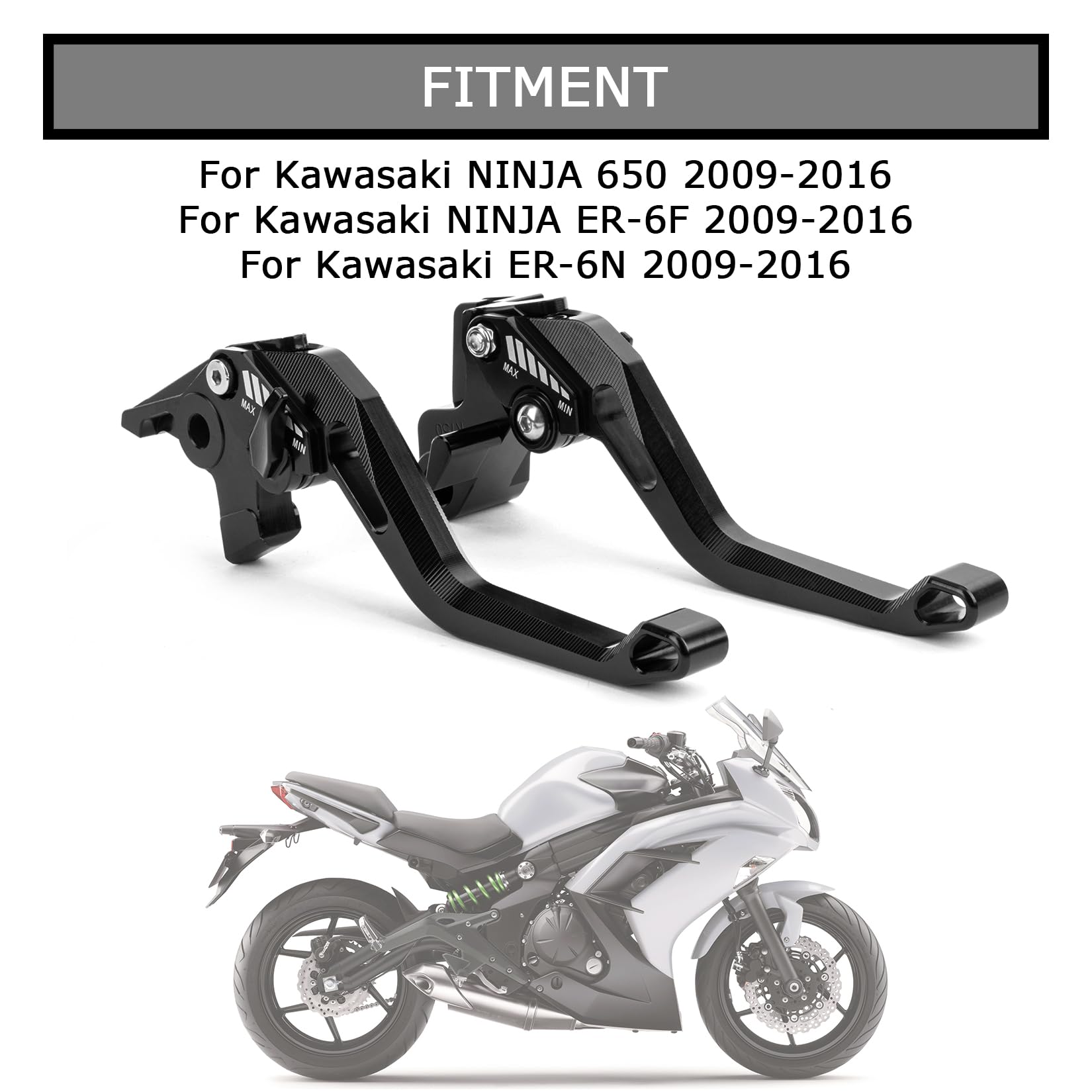 Leviers Frein & Embrayage Réglables CNC Pour Kawasaki Ninja 650R/400R (2009-2016) - Vert