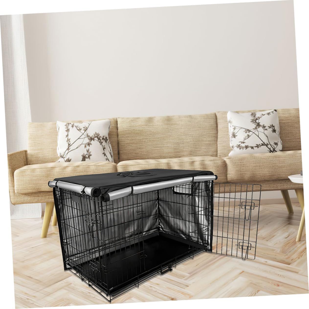 Sosoport Dog Crate Cover Pet Windproof Oxford Cloth Privacy Kennel Easy Access Rainproof Cage for Outside Use