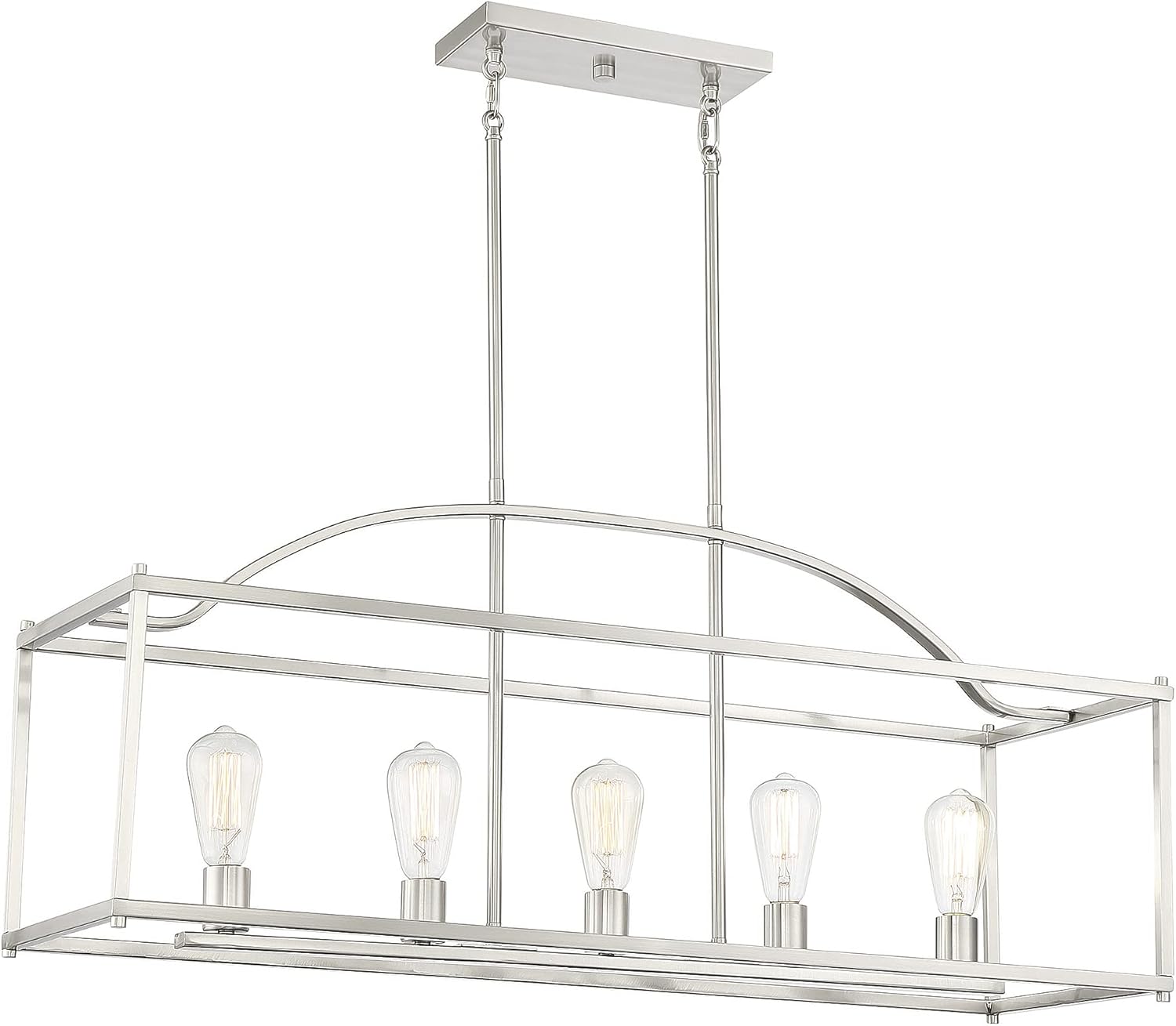Savoy House 1-190-5-SN Palladian Traditional Modern Farmhouse Linear Chandelier, 5-Light 300 Total Watts, 16" H x 12" W, Satin Nickel