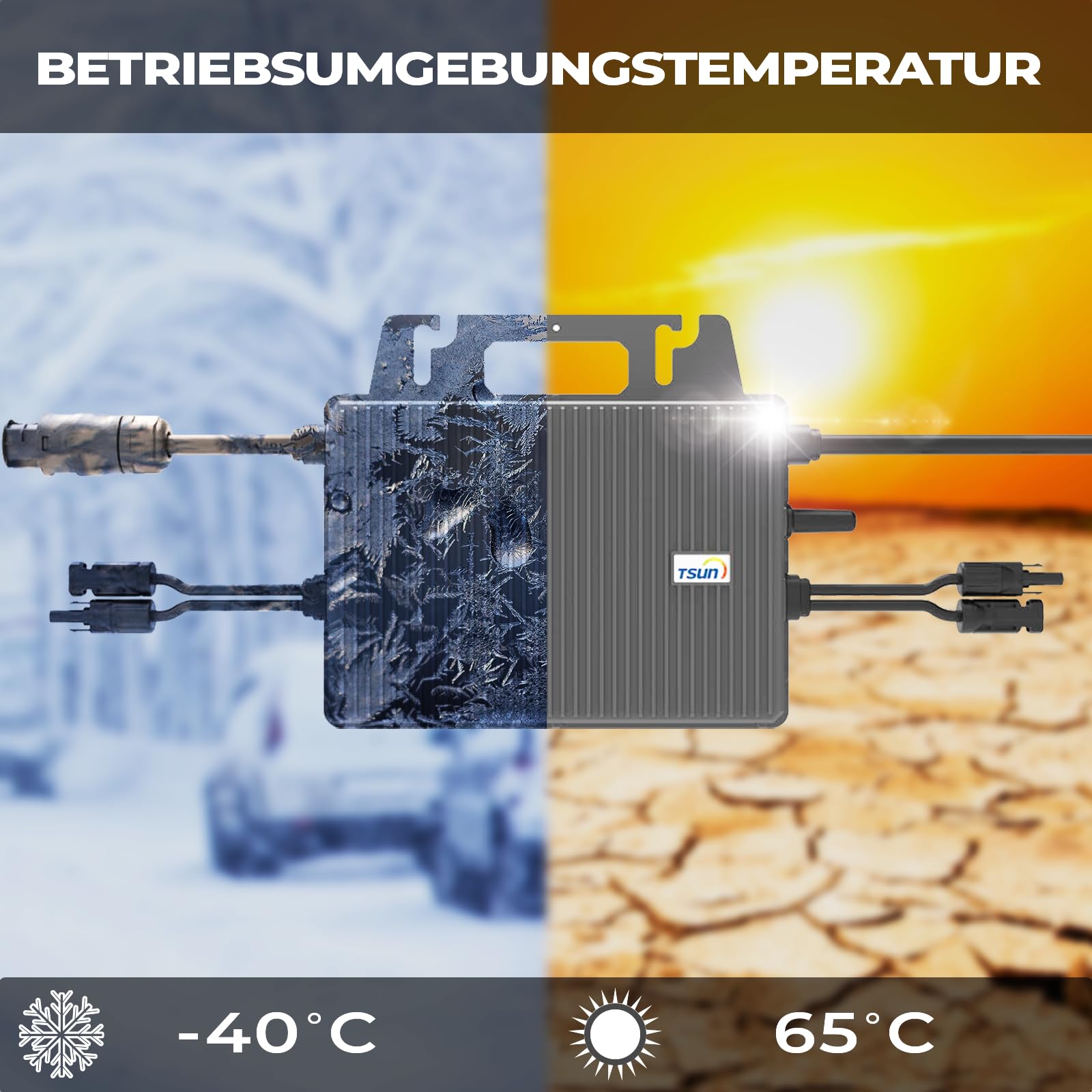 TSUN Mikro-Wechselrichter 800 W TSOL-MS800 für Balkonkraftwerk, IP67 wetterfest, Plug-&-Play Installation, 2 MPPT, Bluetooth & WiFi, Micro Inverter