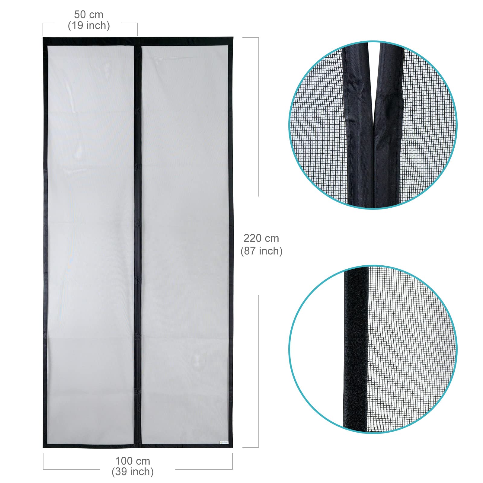 Apalus Zanzariera con Magneti in Vetroresina, Modello Deluxe - Rete Molto Resistente, Tenda con Magneti Ancora Più Potenti, Resiste al Vento e ai Raggi UV - Non Accorciabile (100x220CM, Nero)