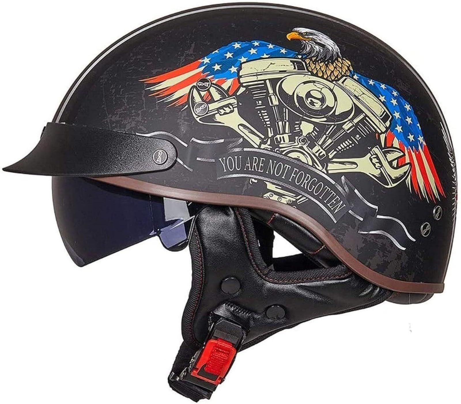 Kask motocyklowy w stylu niemieckim Regulowany Wygodny motocykl w stylu vintage Półtwarzowy niemiecki kask z opuszczaną osłoną przeciwsłoneczną dla dorosłych