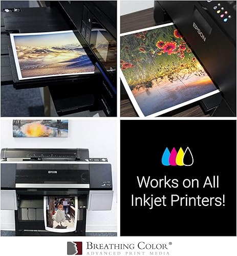 Miniatura 4 de Lienzo de inyección de tinta de polialgodón satinado de color blanco brillante, 17 x 22 pulgadas, 25 hojas que hacen que el color y el contraste