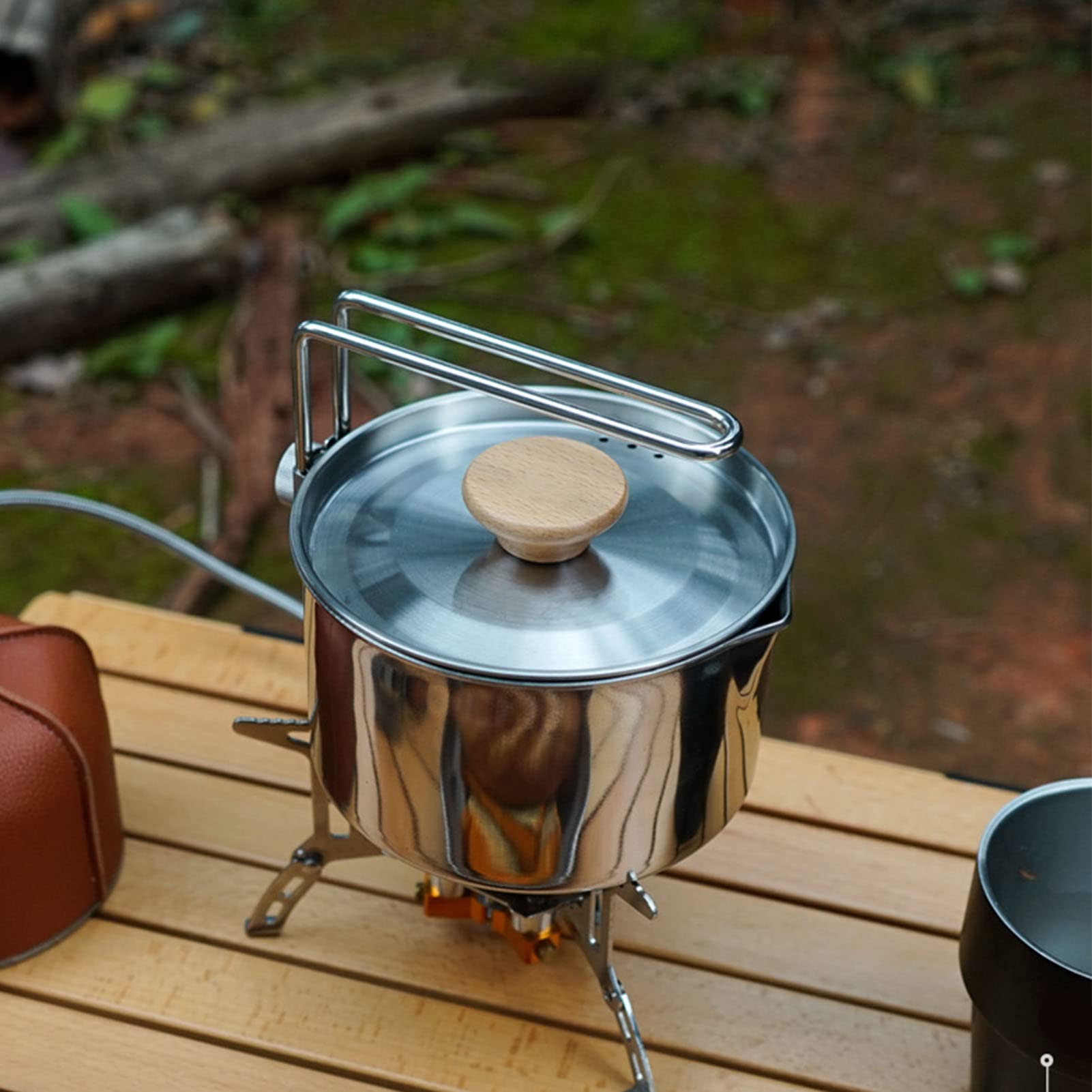 Bouilloire De Camping 1L En Acier Inoxydable 304 - Pot Portable Avec Anse Pliable - Marque Oukens - Neuf
