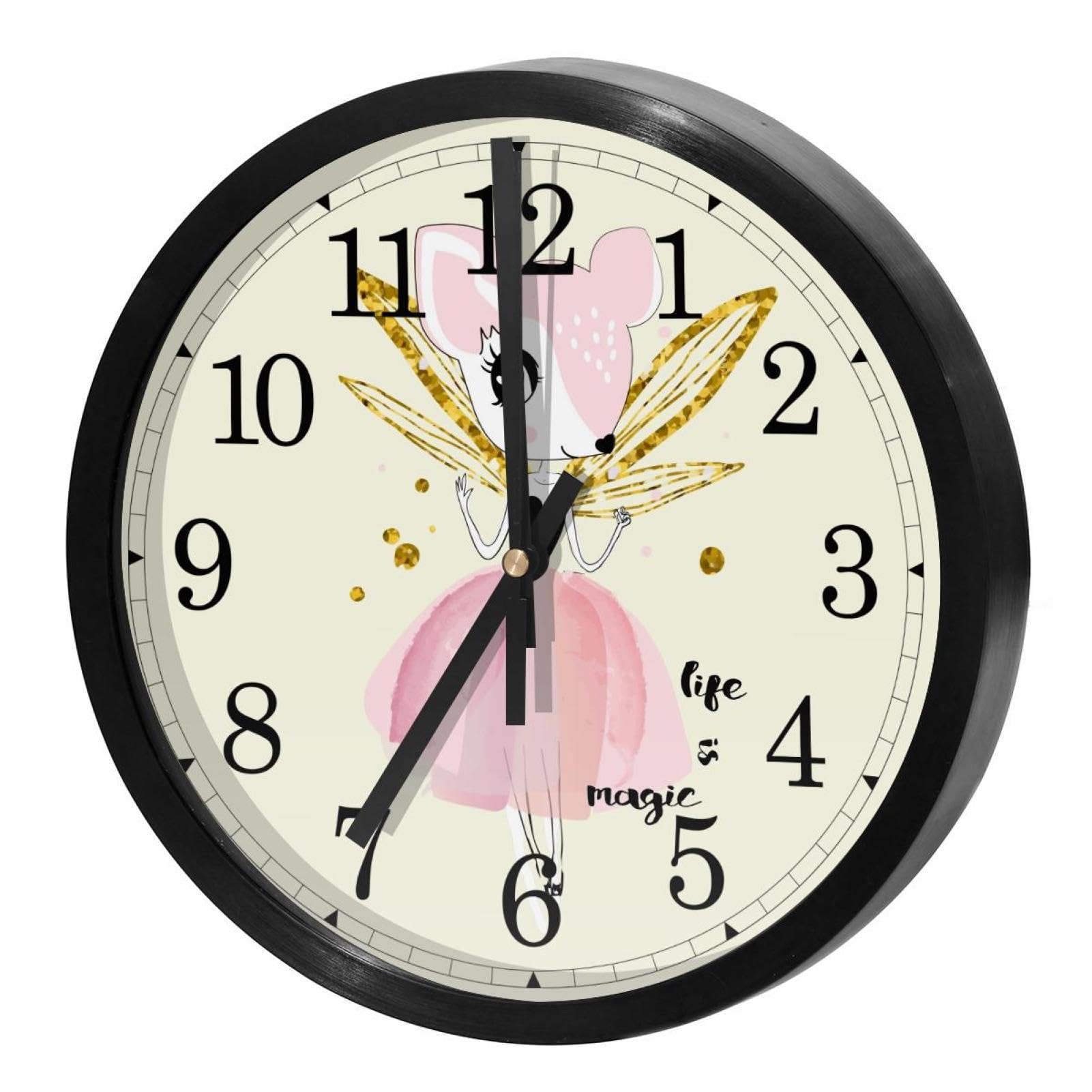 Horloge murale silencieuse pour salon et chambre d'enfant Lady Fox