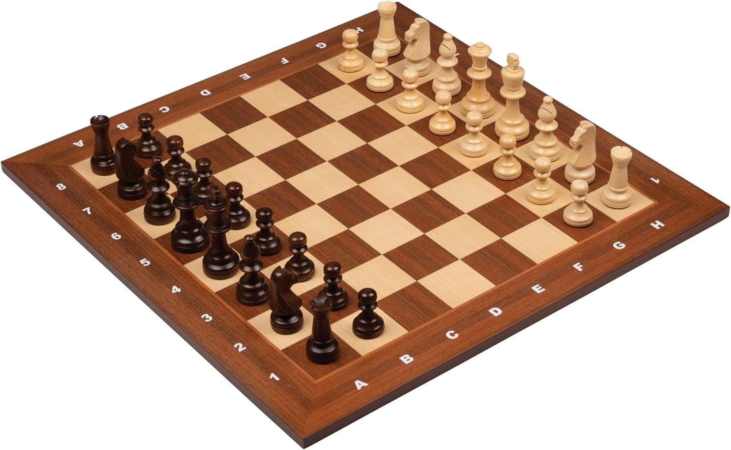 Philos Tournament Wooden Chess Set with 50cm Board and Wooden Pieces in Wooden Storage Box (90mm King)