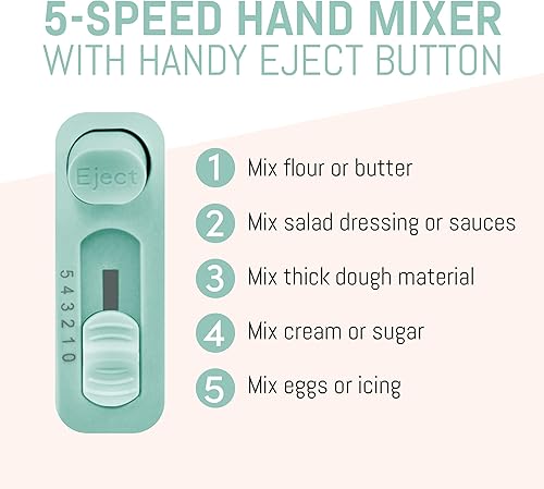 Miniatura 4 de Elite Gourmet EHM003M Maxi-Matic Ultra Power - Batidora de mano eléctrica de cocina de 5 velocidades con 2 mezclas batidas cremosas de acero