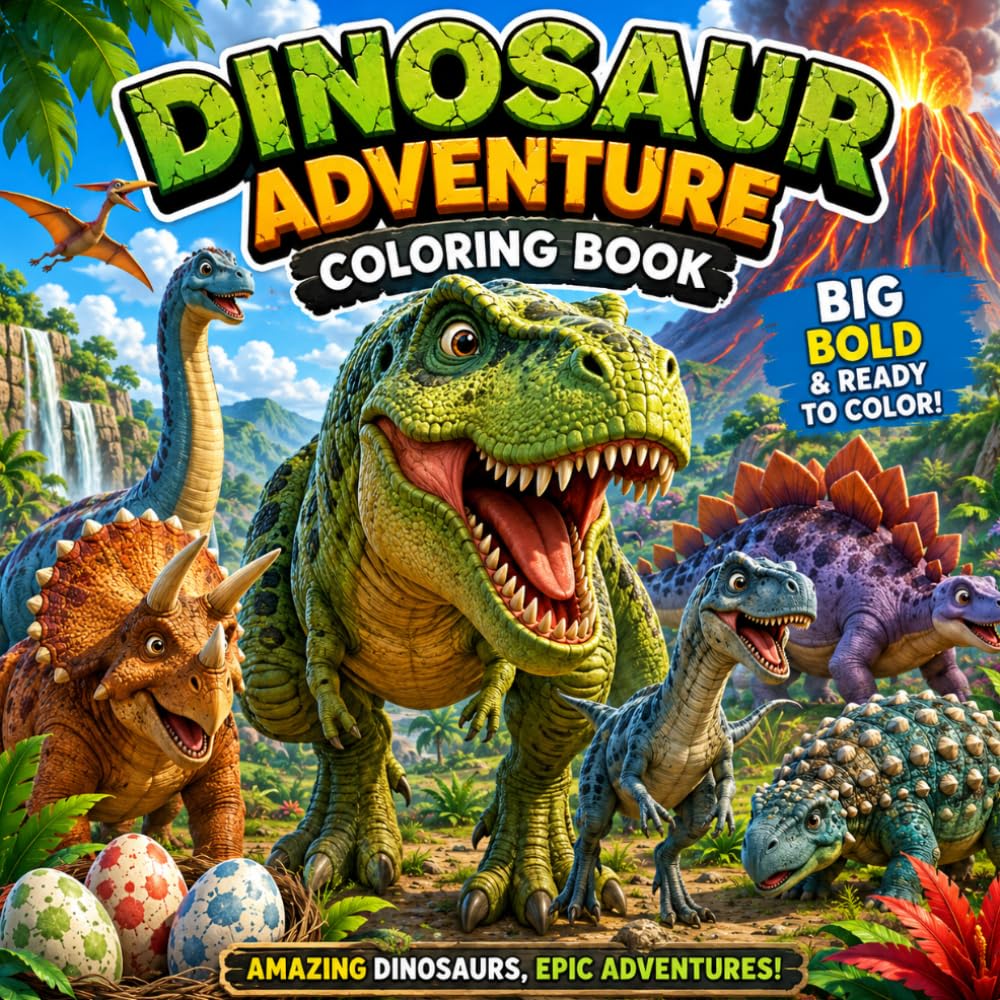 DINOSAUR ADVENTURE COLORING FOR KIDS: 40 Amazing Dinosaur Species to Color, Learn, and Enjoy!