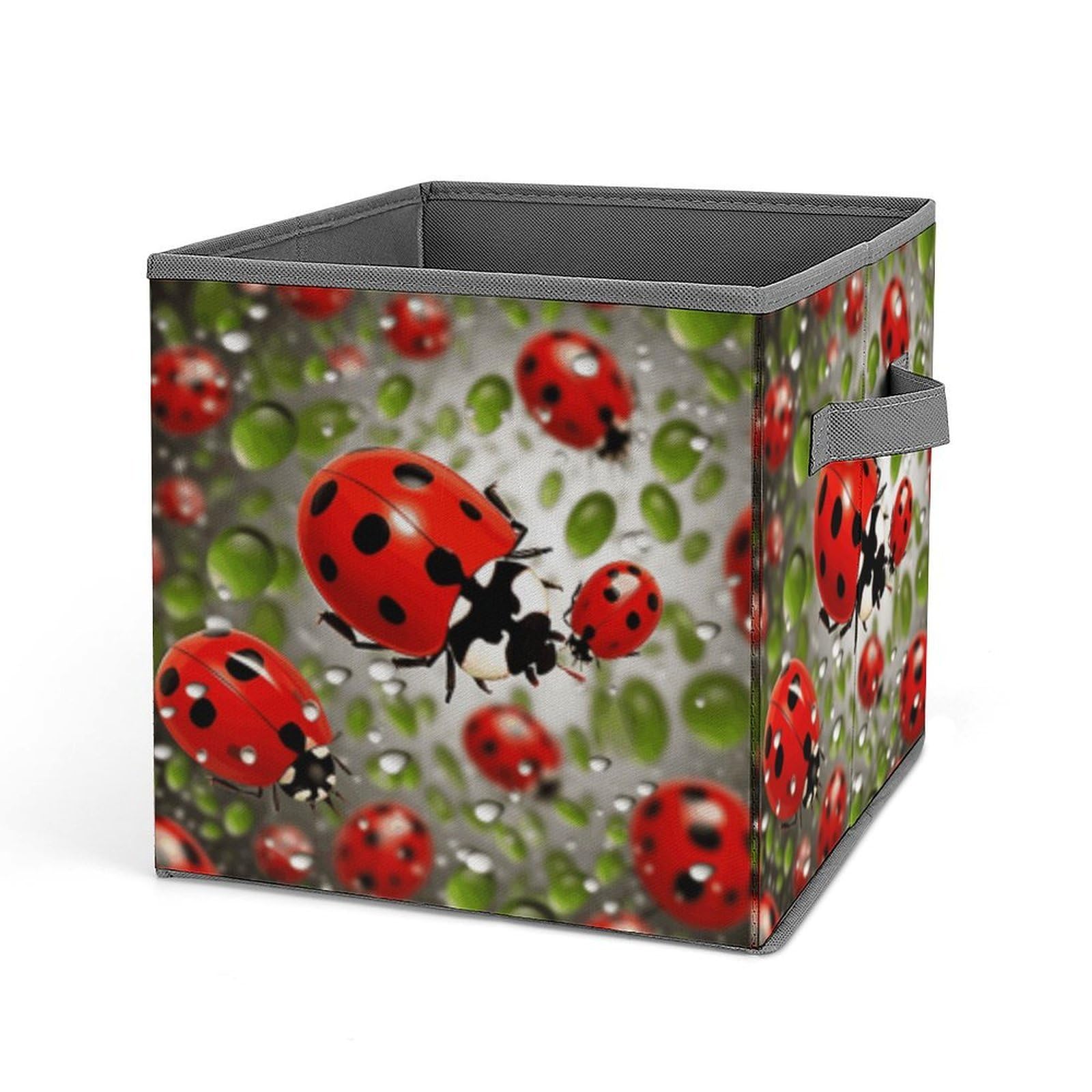MUSM Ladybug Foldable Storage Box Collapsible Fabric Organizer Large Capacity Folding Storage Bins with Handles for Home Bedroom Closet 10.6 X 10.6 X 10.6 Inches