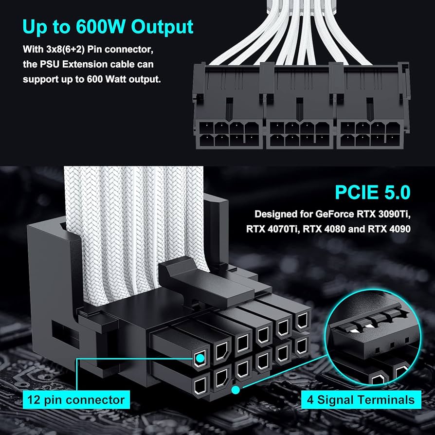 PCI-eケーブル EVGA G/G+/P/P+/T用　ブラック　16ピン Amazon.co.jp: Bangfun 90度 16ピン RTX 4090 GPU電源ケーブル