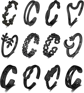 KOHOTA 12PCS 18K Gold Plated Adjustable Toe Rings Set for Women - Flower Arrow Beach Open Toe Pinky Rings Foot Jewelry