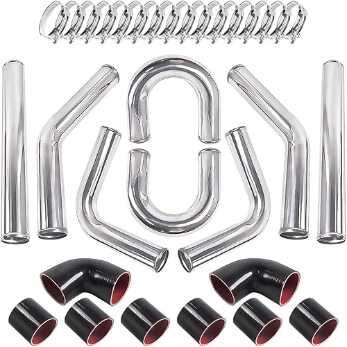 Kit universal de tubo intercooler de aluminio de 3 pulgadas con manguera de silicona y abrazaderas en T de acero inoxidable