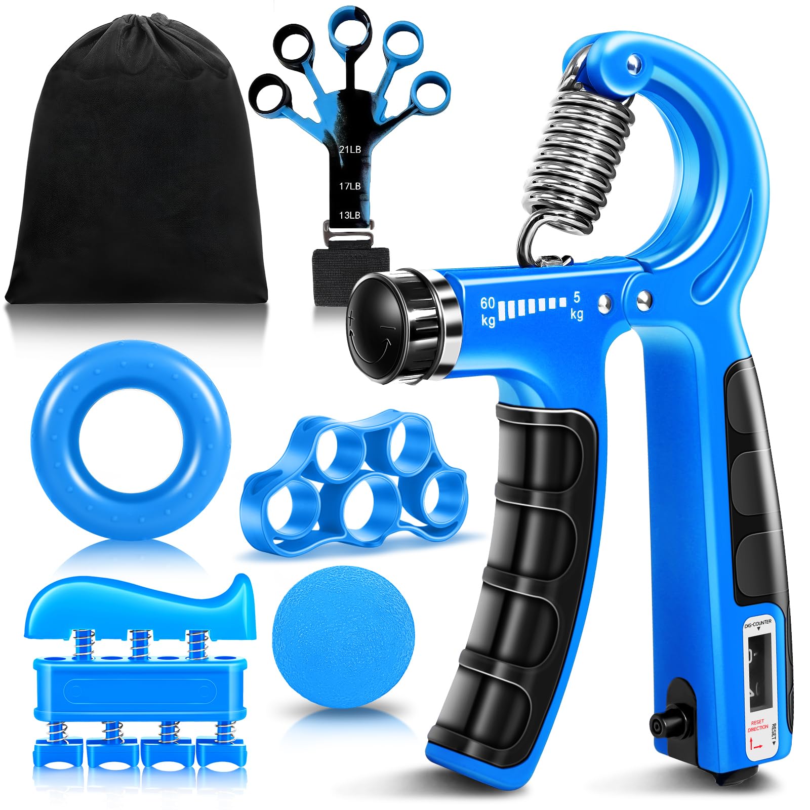 Flintronic 6 Pcs Hand Grip Strengthener Kit, Adjustable Forearm Strengthener (5-60 kg), Adjustable Resistance Hand Exerciser, Hand Gripper for Building Strong Wrists, Fingers, Forearms & Hands