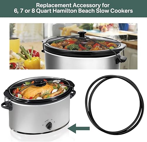 Miniatura 5 de Correa de goma negra para tapa de Hamilton Beach Crock Pot Slow Cooker de 6, 7 y 8 cuartos de galón, incluyendo 33167, 33172 y 33176 (2 unidades)