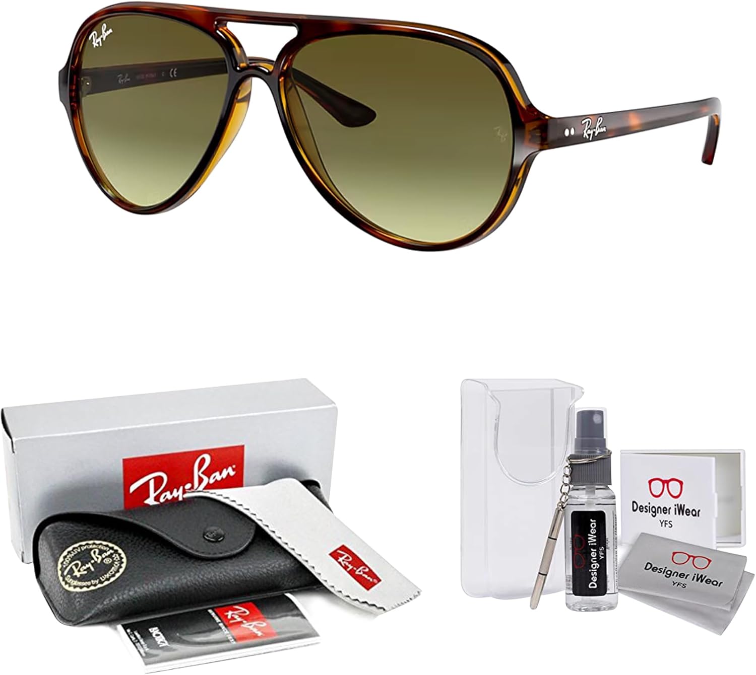Ray-Ban Cats 5000 RB4125 Aviator Sunglasses for Men +BUNDLE with ACCESSORY EYEWEAR KIT - Image 2