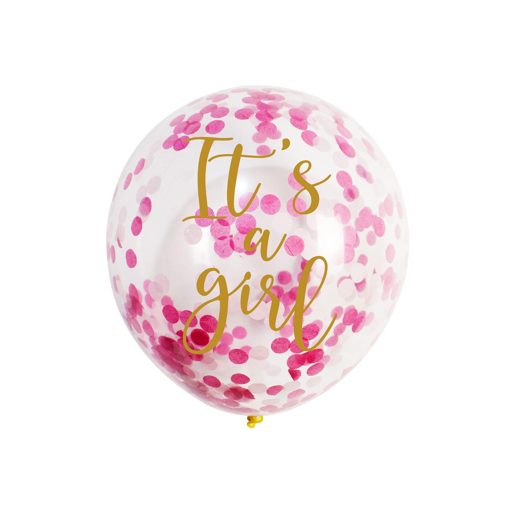 Pink It’s a Girl Confetti Balloons, 16-pack 12in Girls Baby Shower Party Latex Balloons With Paper Confetti, Decorations, Supply
