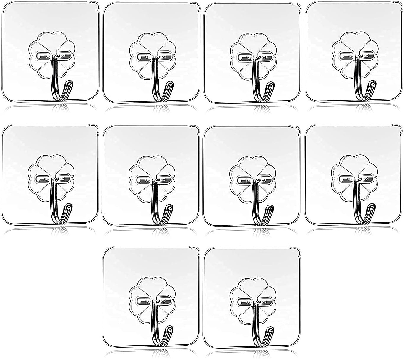 J S Mart Self Adhesive Wall Hooks, Heavy Duty Sticky Hooks for Hanging 10KG (Max), Waterproof Transparent Adhesive Hooks for Wall, Wall Hangers for Hanging Kitchen Bathroom Bedroom Accessories ( pack of 10 hook )