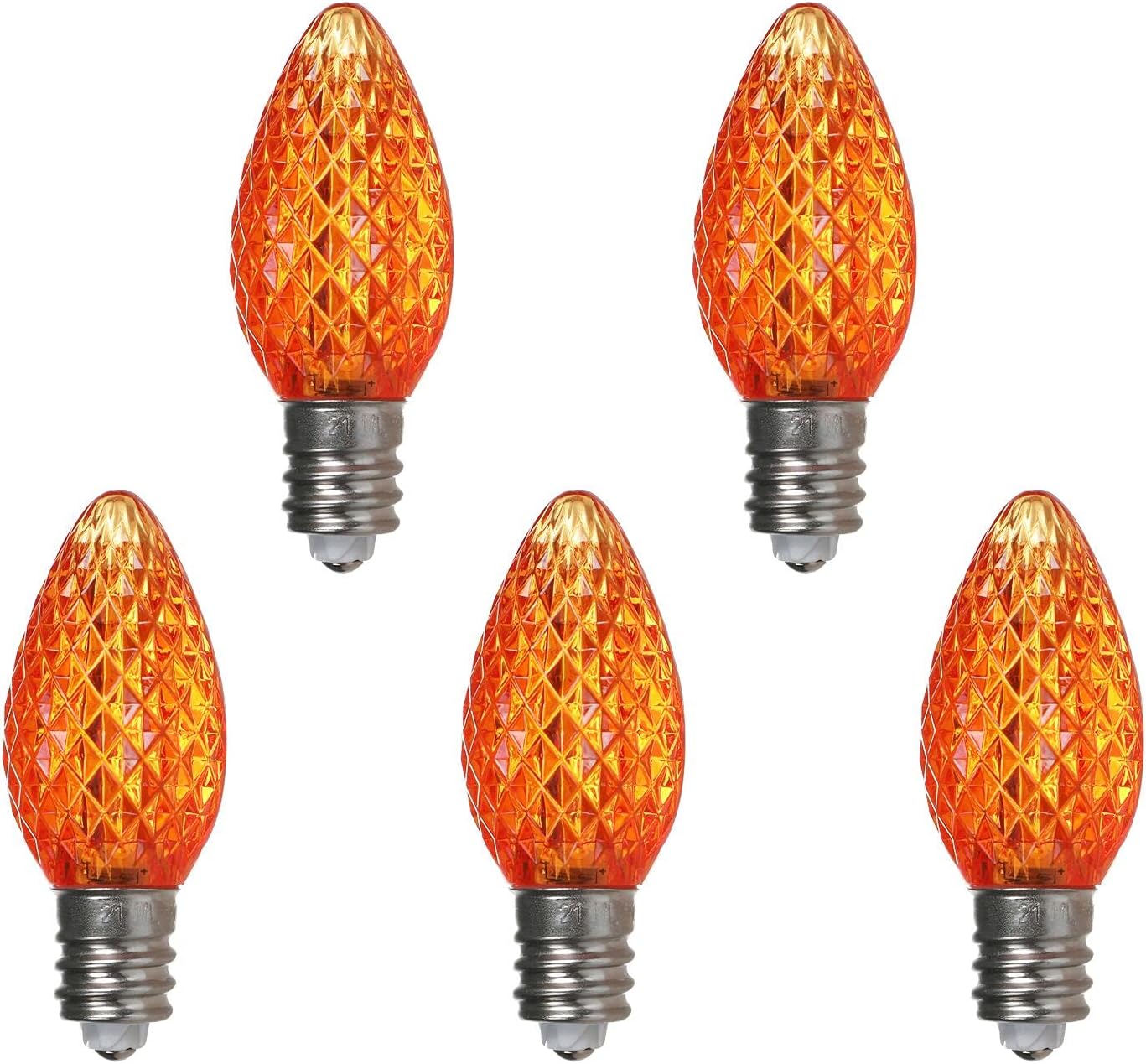 Rainmin Orange C7 LED Christmas Lights Replacement Bulbs, 25 Count, 0.