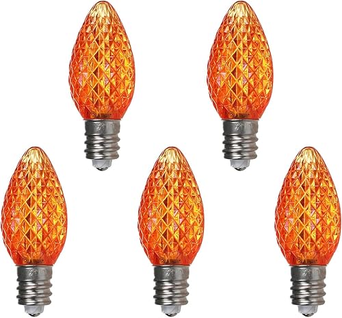 Miniatura 10 de 25 juegos de bombillas LED de Navidad C7, bombillas LED verdes facetadas E12 para uso en exteriores e interiores (verde)