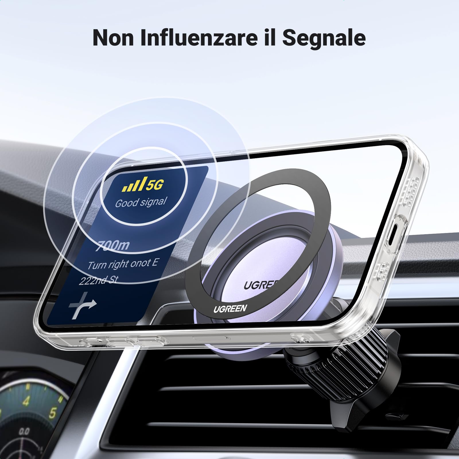 UGREEN Anello Universale Magnetico da Attaccare al Supporto e Accessori MagSafe, Compatibile con iPhone 17 Pro Max Air/16/15/14, Galaxy S25/S24 etc, 2 Pezzi,Nero