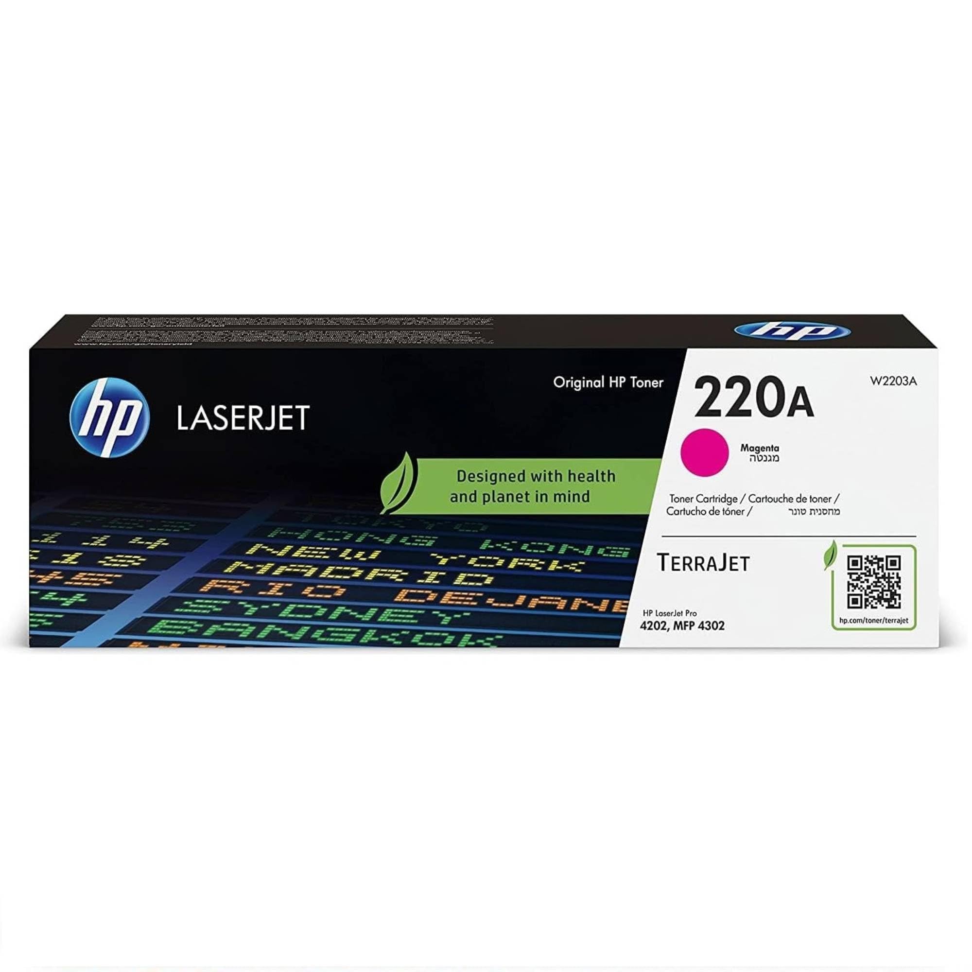 HP 220A W2203A, Cartuccia Toner Originale 1800 Pagine, Compatibile con le Stampanti LaserJet Pro M4202, MFP 4302, Magenta
