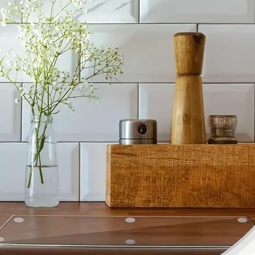 Miniatura 9 de Jumbl Tabla de cortar antideslizante de acrílico transparente con borde de encimera, tamaño extra grande de 16 x 18 pulgadas para protección de