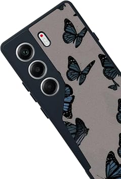 Tecno Camon 40 ile Uyumlu Kılıf, Kelebek Desenli, Siyah Silikon, Çiziklere ve Darbelere Karşı Koruma
