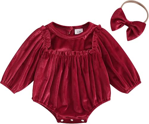 Thorn Tree Newborn Baby Girls Christmas Clothes Long Sleeve Velvet