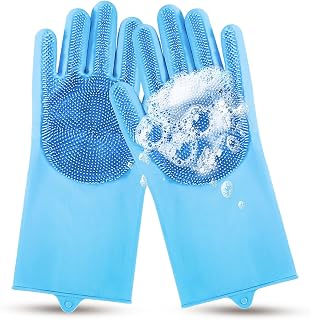 WJWJA-Pet Grooming Gloves - Dog Bath Gloves - Reinforced 5 Finger Design - Perfect for Cat Bath Gloves - Massage - Hair Removal Tool
