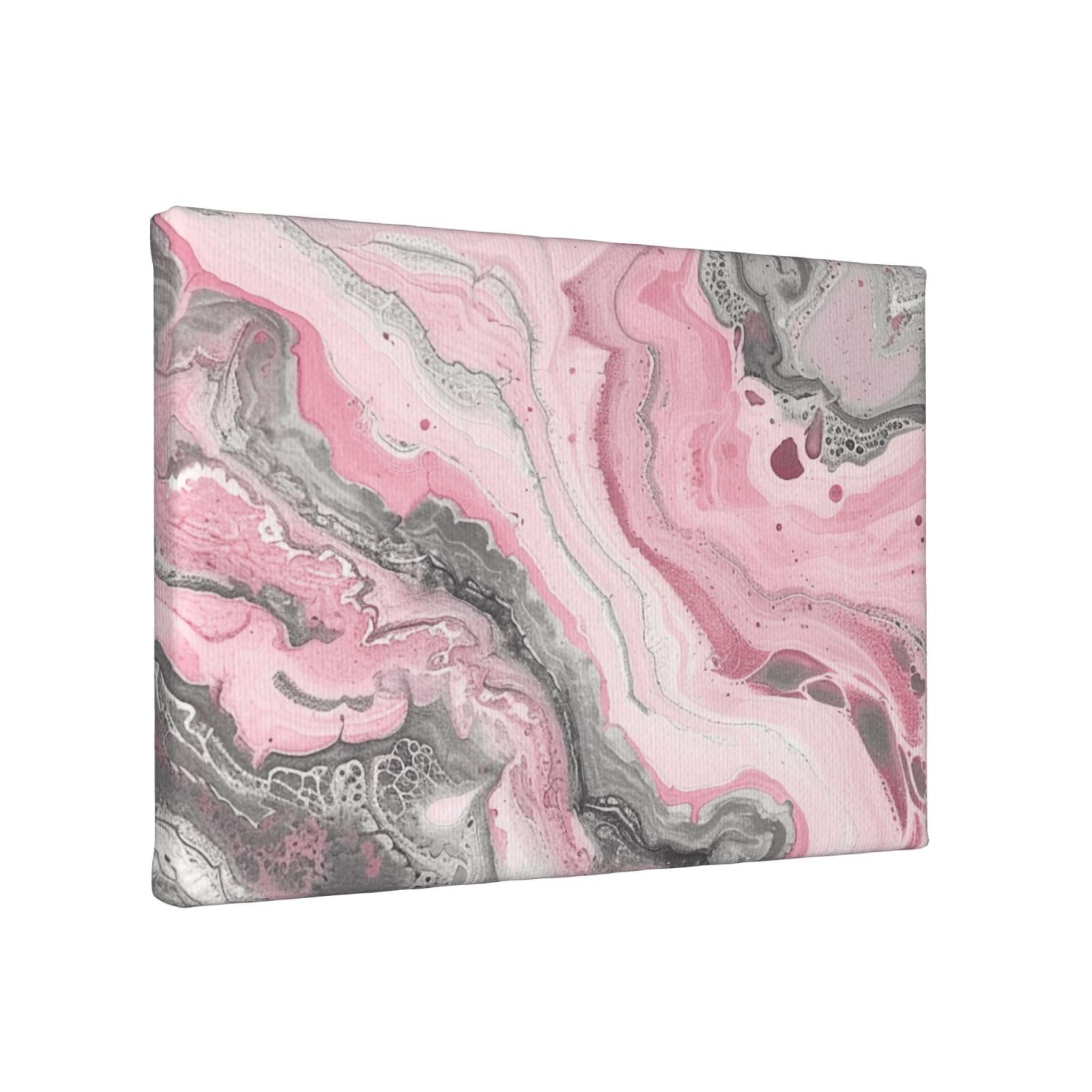 YKLJG Pink Abstract Ink Marble Gray Artistic Printed Wall Art Canvas Painting 30x20 CM Wooden Framed Picture Painting Artwork Prints for Bedroom Kitchen Home Office Decor