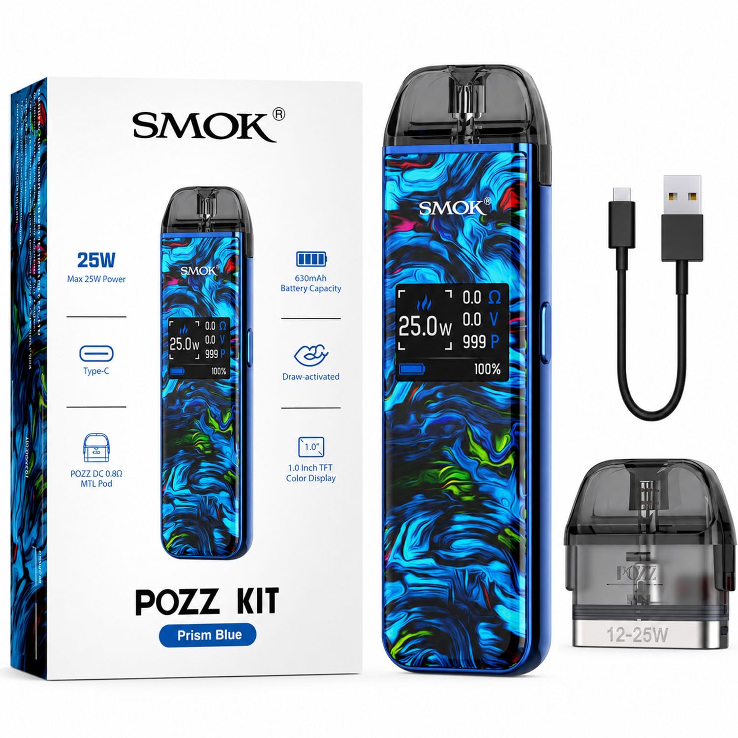 smok pozz pods Vape Pod Kit - Elegant Design, 25W Adjustable Power, Smart Protection, All-Day Vaping 2ml TBD Dual Berry Clouds Flavors:Wild Cherry Slush Geek Bar Pulse Disposable