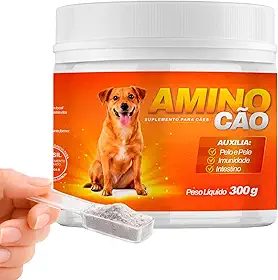 Suplemento Aminocão 300g | Vitamina para Cachorro que Auxilia na Imunidade, Energia e Crescimento | Auxilia na Pelagem e Disposição | Uso Diário Fácil | VeterinUp