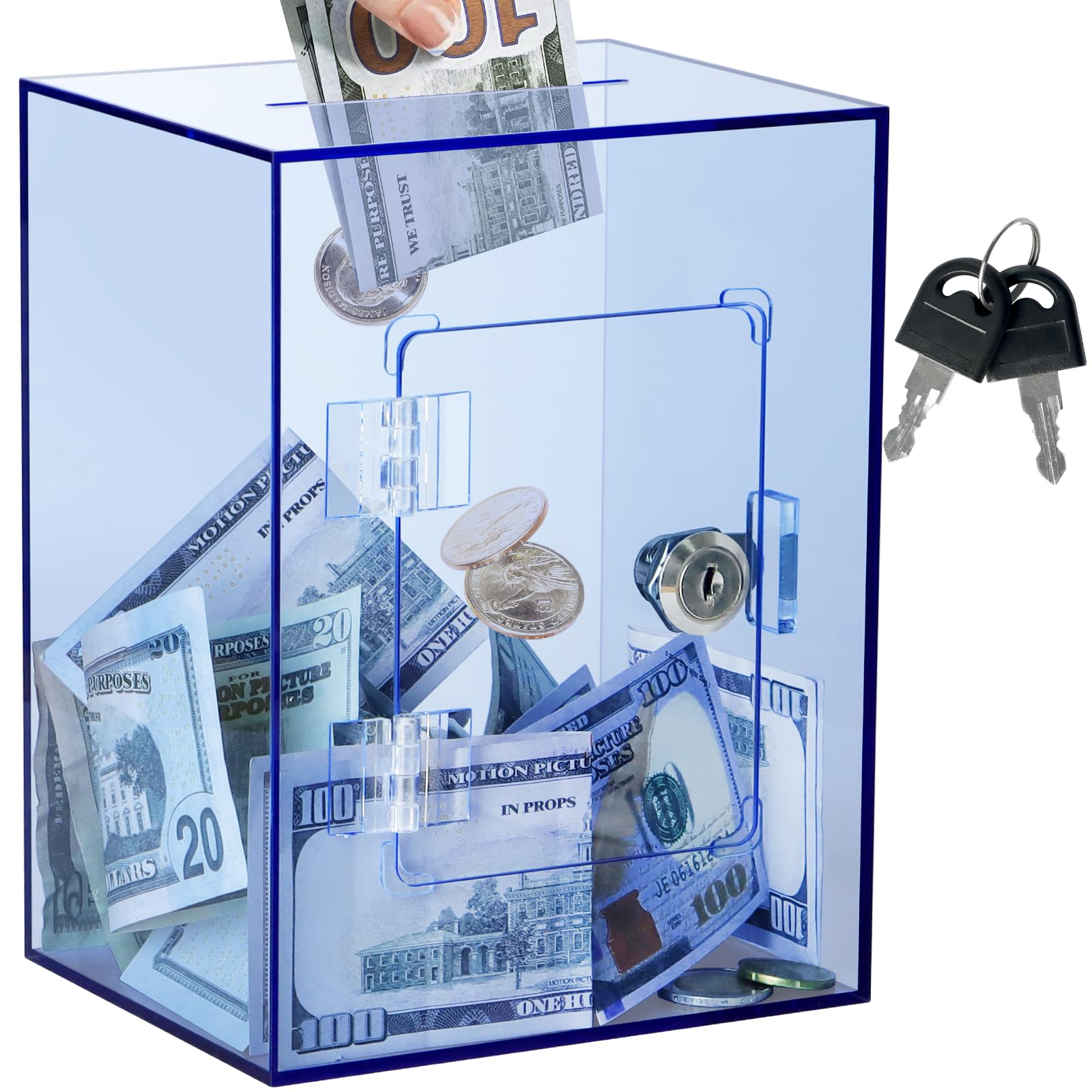Grande tirelire en acrylique réutilisable avec clé pour économiser l'argent