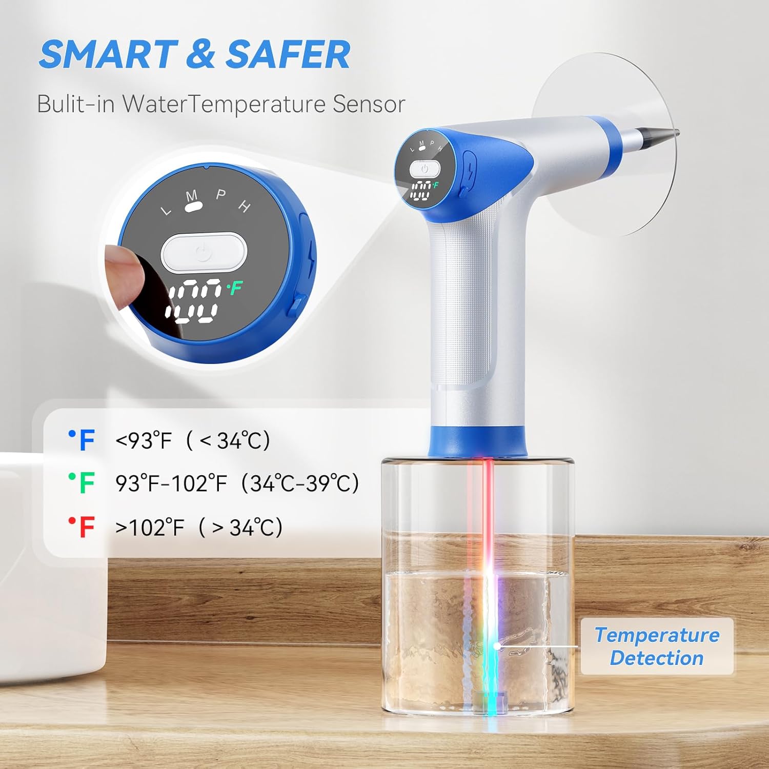 Ear Wax Removal, Electric Ear Wax Removal Kit with Light, Ear Irrigation System with 4 Pressure Modes, Real-Time Water Temp Ear Cleaner of Adults Kids, Ncludes Basin, with 12 Tips