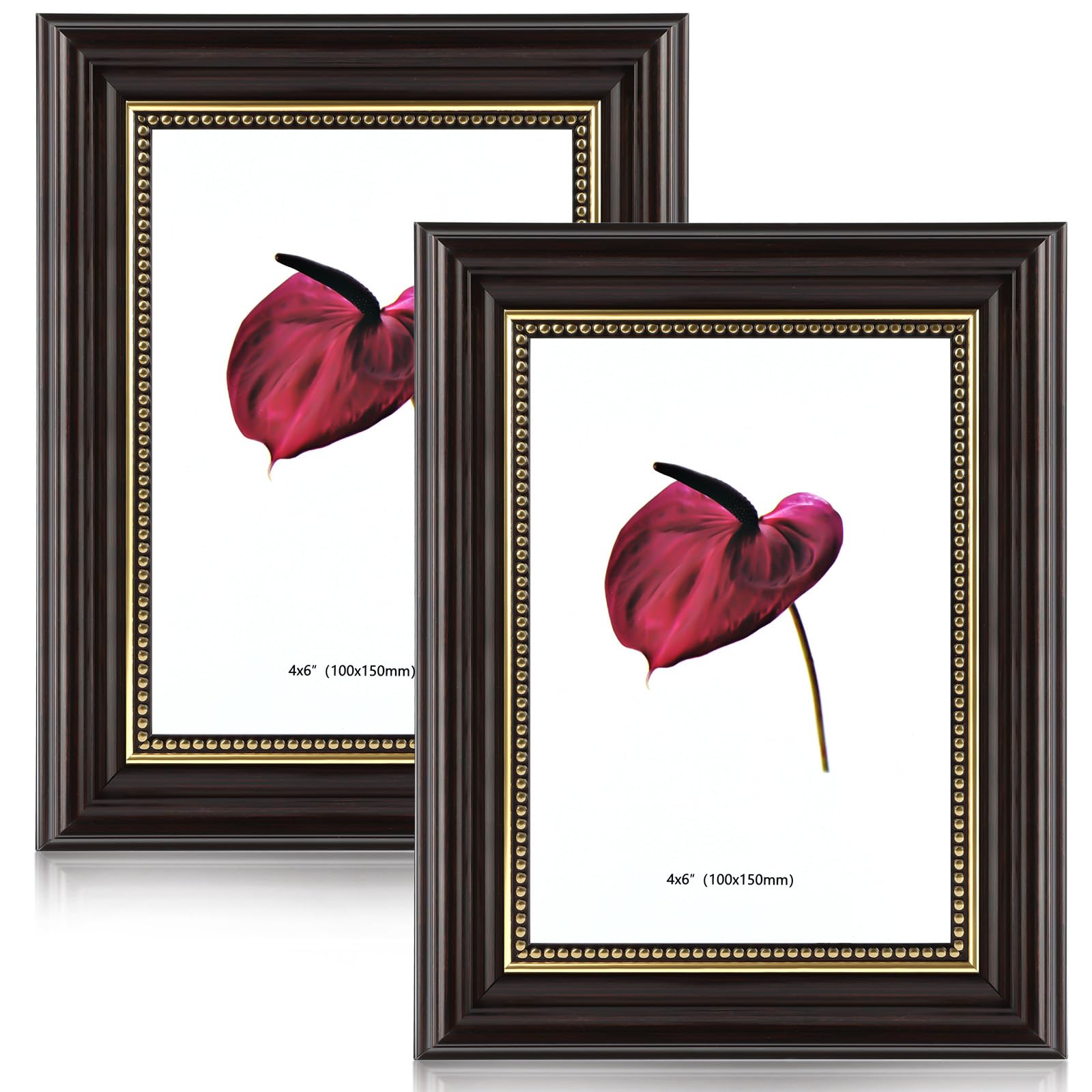 Ainiv 2 Pack Photo Frames, 6x4 Vintage Photo Frames with Perspex Front, Landscape and Portrait Retro Postcard Frame, Tabletop and Wall Mountable for Home, Office, Gallery, Office, Holiday (Black)