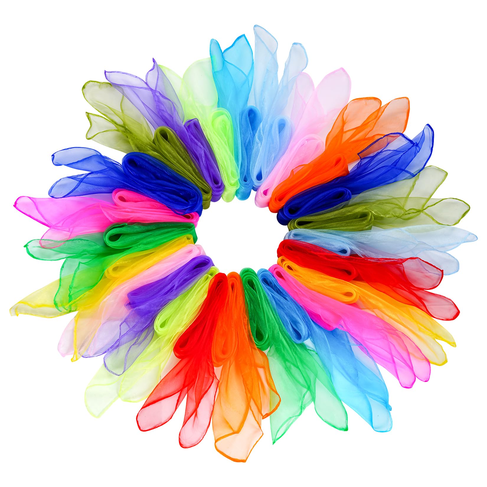 Jmkcoz24 Pcs Square Juggling Silk Dance Scarves Magic Tricks Performance Props Accessories Movement Scarf Rhythm Band Scarf 24 by 24 Inches 12 Colors