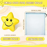 Vista 3 de Jerify 60 bolas de estrés con forma de estrella y sonrisa, a granel para niños, mini bola de espuma sonriente, juguetes para aliviar el estrés